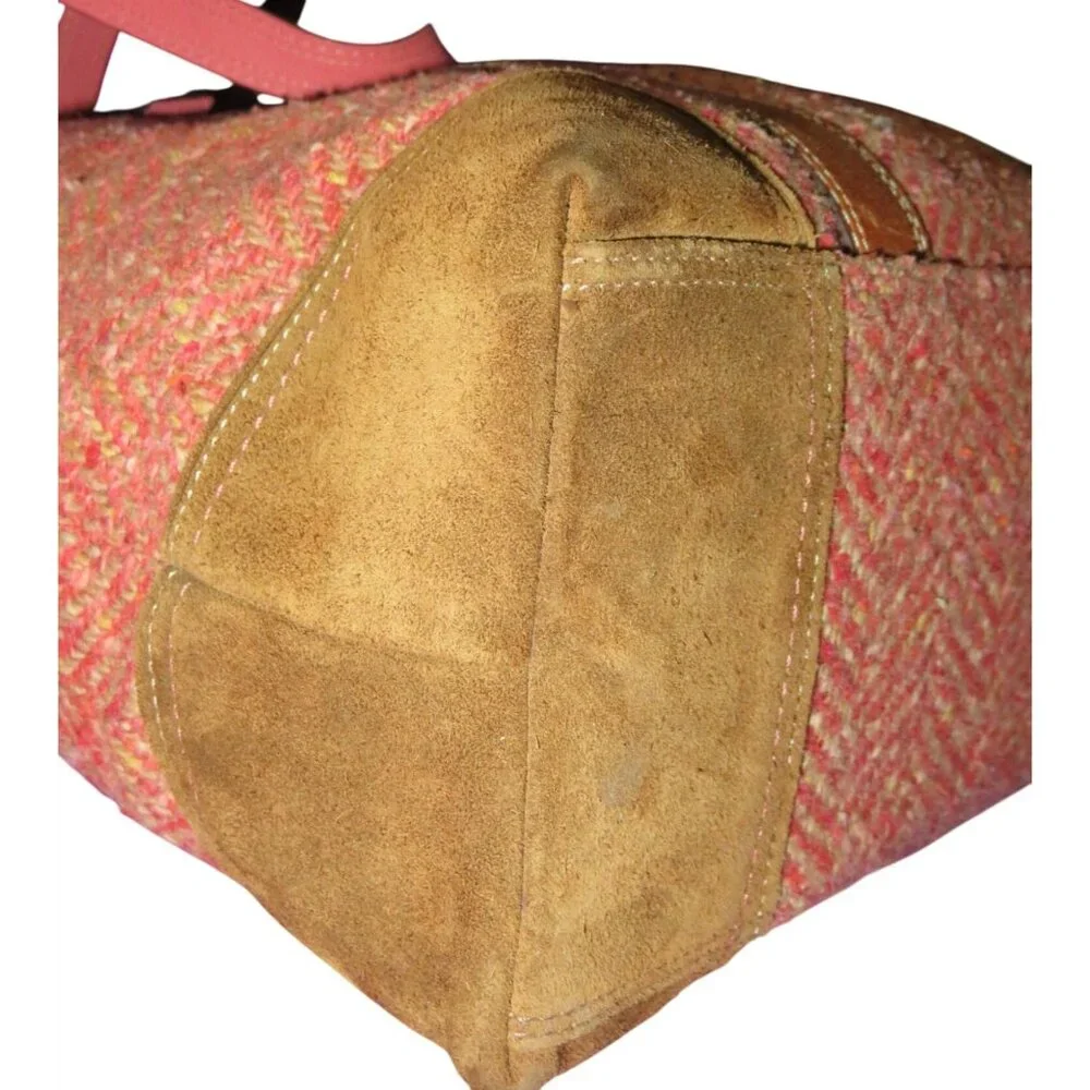 Coach 2007 Herringbone Tweed, Suede & Leather Tote Bag & Matching Wristlet Rust